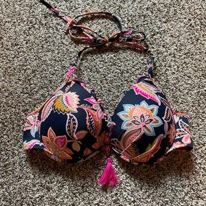 Navy, peach and pink Swimsuit top size 34 C